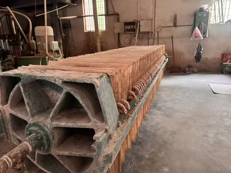Clay is pressed and prepared in the filter press.