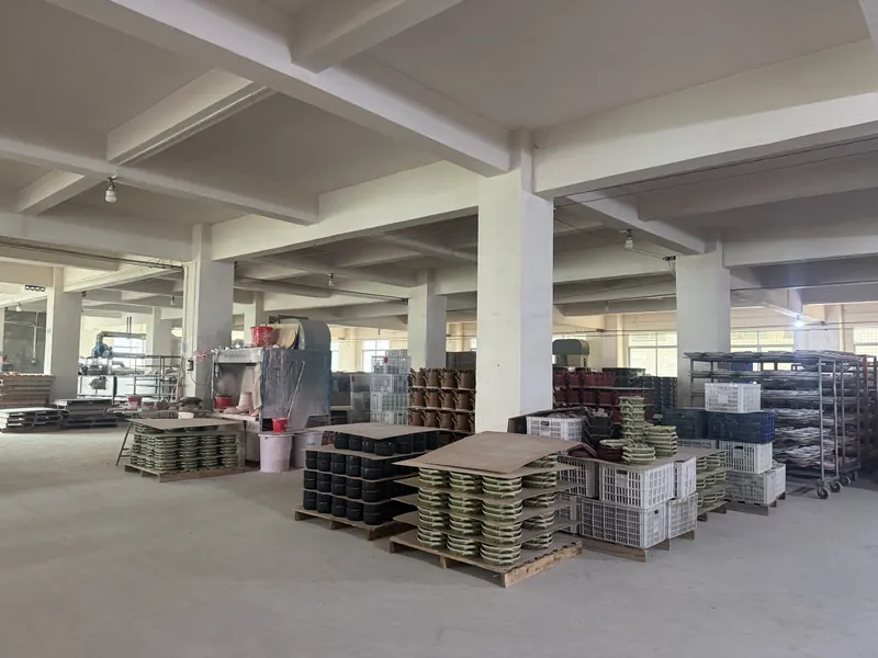 Finished goods on pallets on the factory floor.